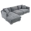 Modern Cloud Sectional Sofa L Shaped Luxury Couch Set With 2 Free Pillows 4 Seat With Oversized Chaise - Gray - Image 5