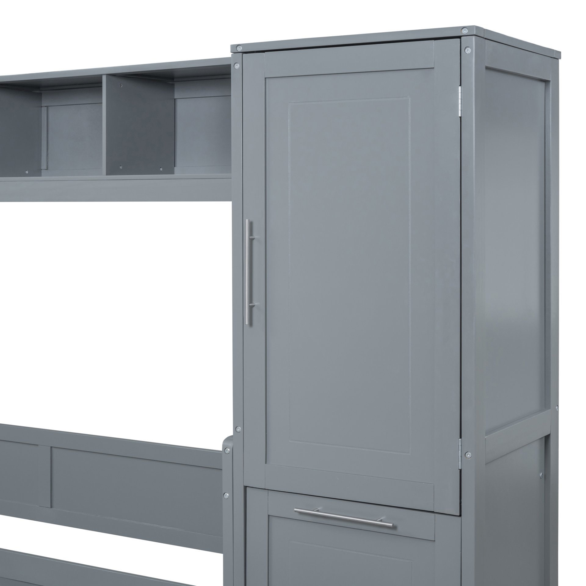 Queen Size Murphy Wall Bed With Closet And Drawers - Gray - Image 14