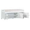 Storage Bench With 3 Shutter-Shaped Doors, Shoe Bench With Removable Cushion And Hidden Storage Space - White - Image 12