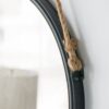 On Trend Hanging Round Mirror With Framed And With Rope Strap Contemporary Industrial Decor For Bathroom - Black - Image 6