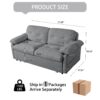 Modern Convertible Sleeper Sofa Bed With Pull Out Queen Design, Side Storage & Thick Cushions Chenille Loveseat For Living Room Or Bedroom 3 In 1 Function - Gray - Image 6