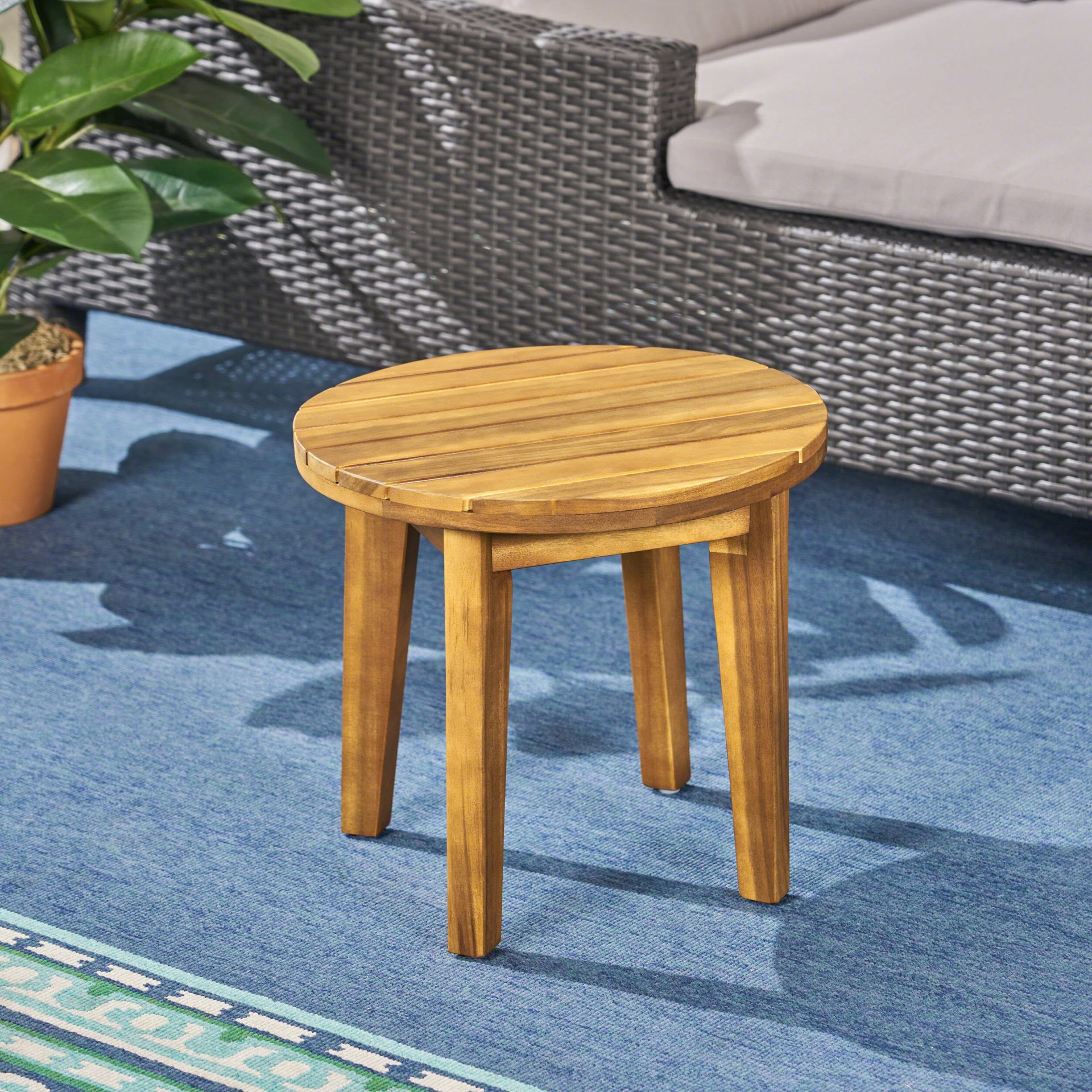 Outdoor Side Table With Weather Resistance - Teak - Image 8
