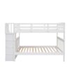 Full Over Full Stairway Bunk Bed With Storage And Guard Rail For Bedroom - White - Image 5