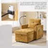 Multifunctional Lazy Sofa Recliner With Storage And Phone Bracket In Chenille For Living Room - Mustard Yellow - Image 8