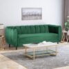 Miranda - Velvet 3 Seater Sofa With Channel Stitching - Emerald - Image 2
