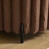 Upholstered Round Pouf Ottoman Foot Rest With Black Metal Legs - Brown - Image 6