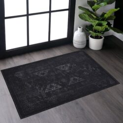 Maval - 2' X 3' Washable Area Rug - Black / Gray