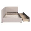 Twin Size Upholstered Daybed With 2 Storage Drawers, Sofa Bed Frame No Box Spring Needed - Beige - Image 7