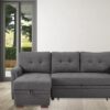 Destiny - Linen Reversible Sleeper Sectional Sofa With Storage Chaise - Dark Gray - Image 6