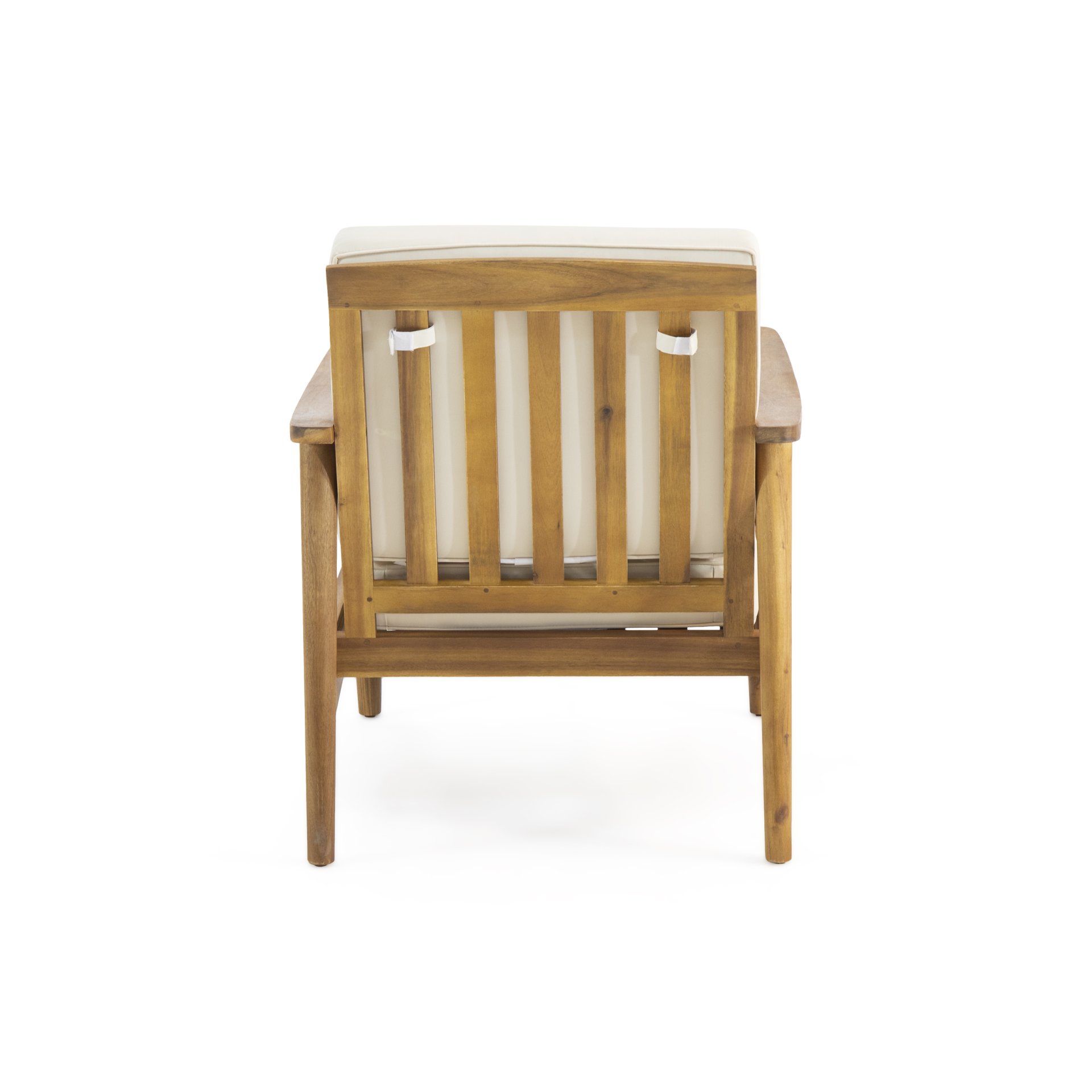 Birdsong - Outdoor Club Chair With Slat Back And Seat Cushion - Beige - Image 8