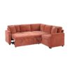 Upholstered L Shaped Sectional Sofa Bed With Sleeper And Hidden Storage - Orange - Image 10