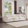 Mid Century Modern 3 Seater Sectional Sofa With Arm And Throw Pillows Light Corduroy - Beige - Image 5