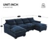 Modern U-Shaped Sectional Sofa With Waist Pillows, 6 Seat Upholstered Symmetrical Sofa Furniture, Sleeper Sofa Couch With Chaise Lounge - Blue - Image 20