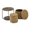 Multi Functional Combination Set Table Ottoman With Drum Stool And Storage Space Foam - Dark Yellow - Image 14