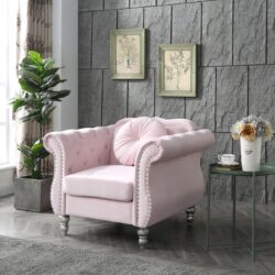 Chic Transitional Accent Chair - Pink