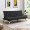 Modern Sofa Bed With Wood Frame And Stainless Leg - Black - Image 2