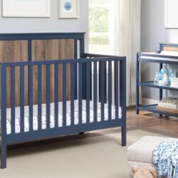 Connelly - 4 In 1 Convertible Crib - Midnight Blue / Vintage Walnut