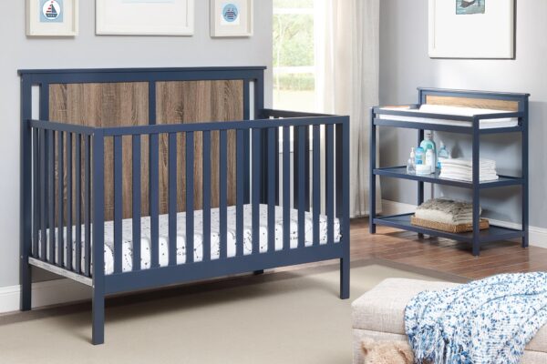 Connelly - 4 In 1 Convertible Crib - Midnight Blue / Vintage Walnut