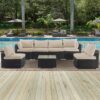 Cushion Covers For 7 Piece Wicker Sectional Sofa, 14 Pack Seat And Back Slipcovers With Zipper (Covers Only) - Khaki - Image 3