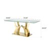 Tempered Clear Glass Rectangular Dining Table With Stainless Steel Base - Gold - Image 3