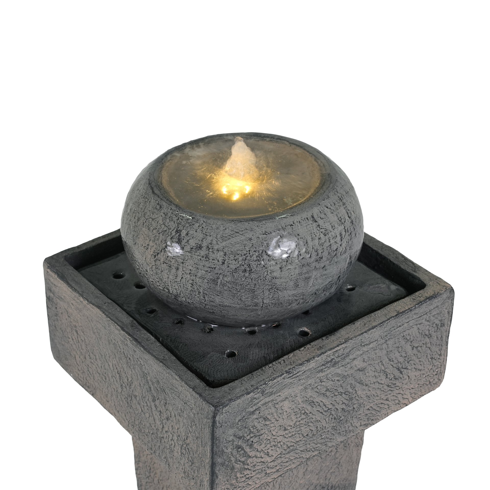 Minimalist Column Fountain With LED Lighting, Outdoor Decor For Patio, Porch And Garden - Gray - Image 10