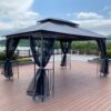 Outdoor Patio Gazebo Canopy Tent With Ventilated Double Roof And Mosquito Net (Detachable Mesh Screen On All Sides), Suitable For Lawn, Garden, Backyard And Deck - Gray - Image 8