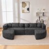 Boneless - Couch Modular Sectional Sofa With Deep Seating, Curved Design - Black - Image 5