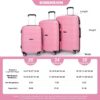 Hardshell Suitcase Spinner Wheels Pp Luggage Sets Lightweight Durable Suitcase With Tsa Lock, 3 Piece Set (20/24/28) - Pink - Image 3