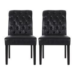 Broxton - Tuft Dining Rolltop Chair (Set of 2) With Button Tufted Upholstery - Black