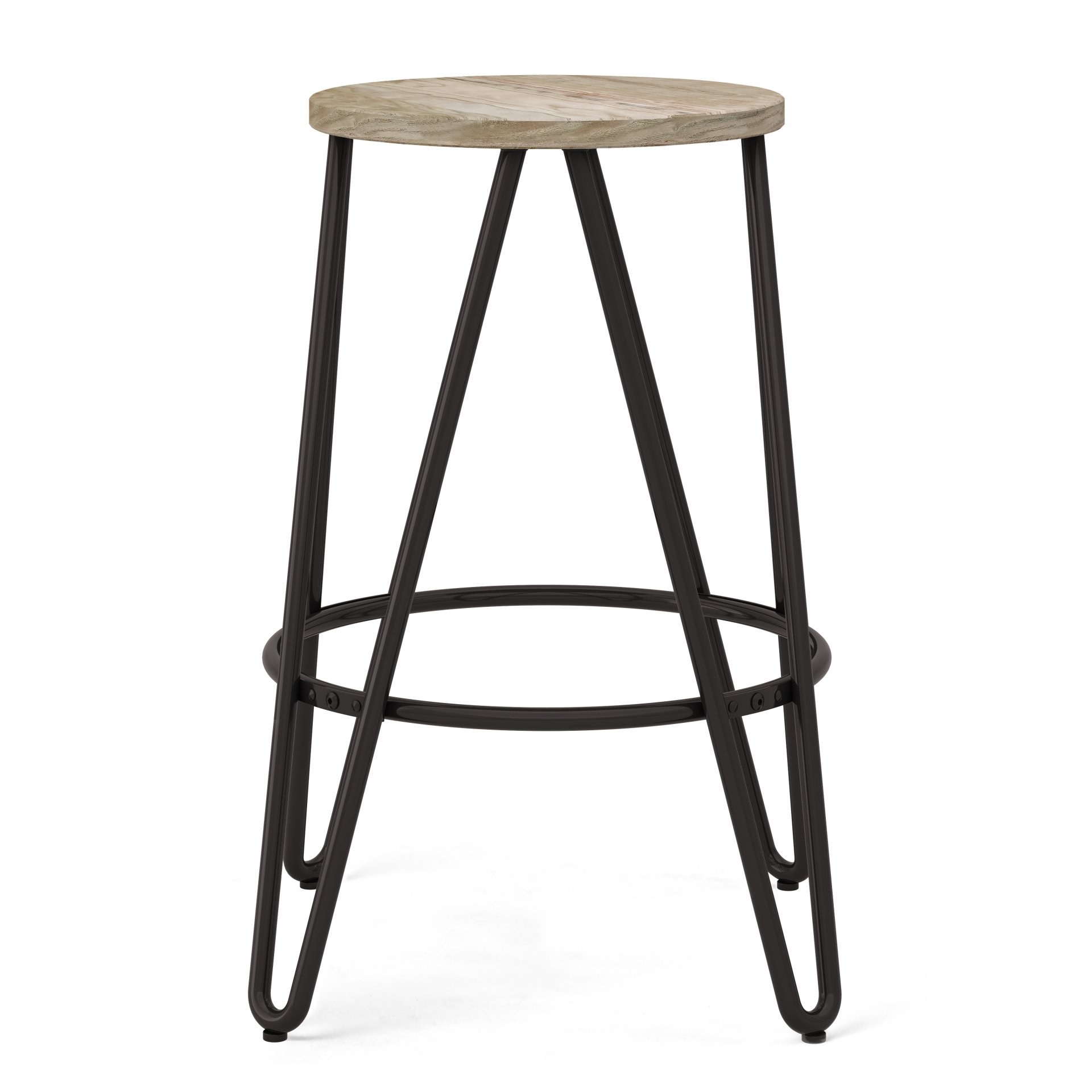 Simeon - Metal Counter Height Stool With Wood Seat - Natural / Black - Image 2