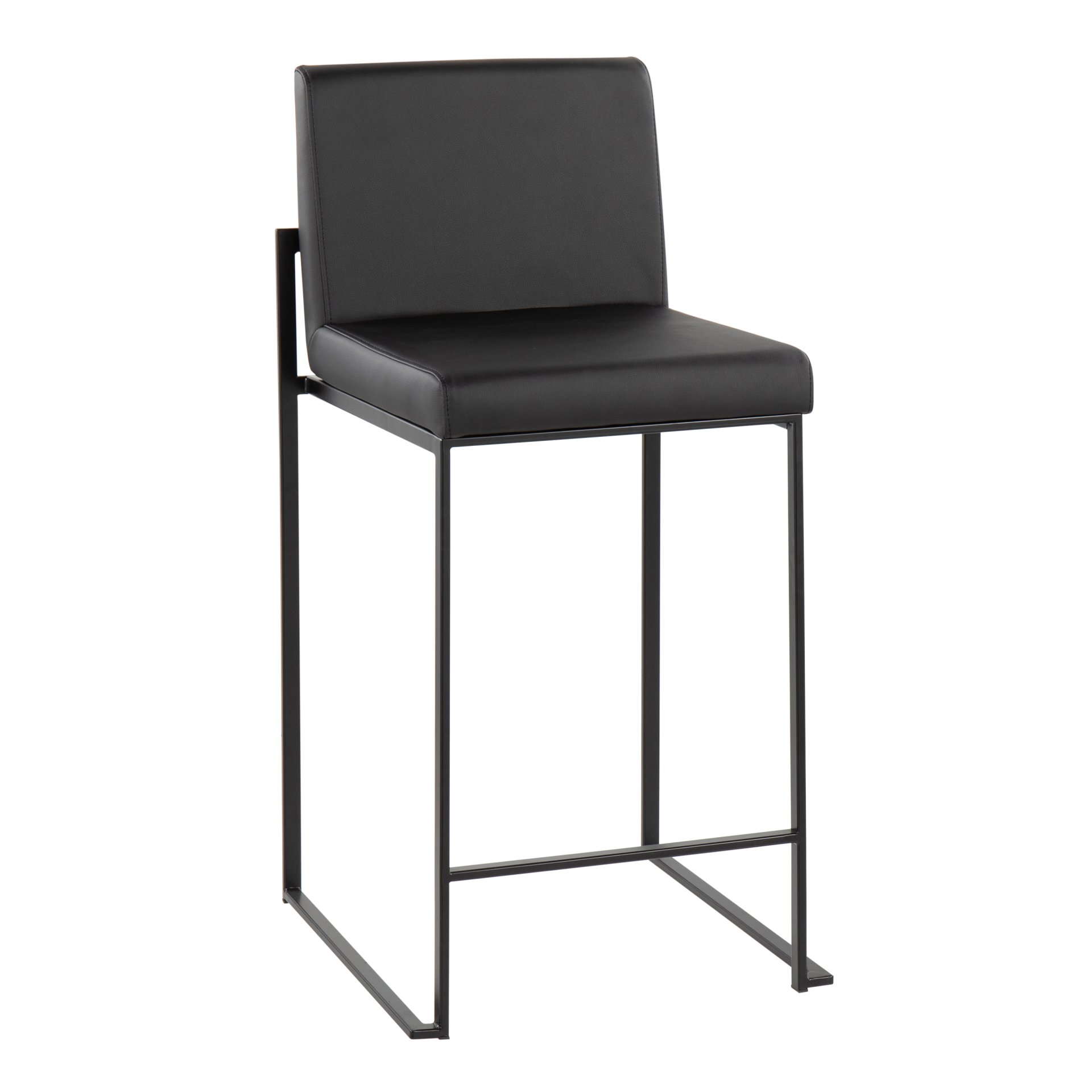 Fuji - Contemporary, High Back Counter Stool (Set of 2) - Black - Image 2