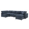 Modern Modular Cloud Sofa Bed, 6 Seat Chenille Sectional Couch Set With Ottoman, Free Combination, Convertible U Shaped Sleeper Sofa - Dark Blue - Image 4