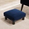 Jules - Square Accent Footstool Ottoman - Navy Blue - Image 5