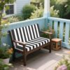 Outdoor Deep Seat Cushions For Patio Furniture, Waterproof Replacement Patio Chair Cushions (Set of 2), Double Seat /White Stripe - Black White - Image 2