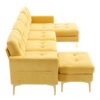 Modern Velvet L - Shape Convertible Sectional Sofa With Movable Ottoman - Yellow - Image 18