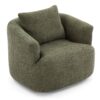 360° Swivel Chair, Chenille Upholstered Barrel Sofa Chair With Throw Pillow, For Living Room, Office - Green - Image 13