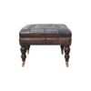 Buffalo - Leather Ottoman With Castor Legs - Black - Image 5