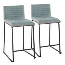 Mason Mara - Contemporary Fixed Height Counter Stool (Set of 2) - Black / Walnut / Green