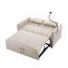 Convertible Sofa Bed Loveseat Sofa With Three USB Ports, Two Side Pockets, Two Cup Holders And 360° swivel Phone Holder For Living Room - Beige - Image 20