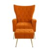 Modern Accent Chair With Ottoman, Comfy Armchair For Living Room, Bedroom, Apartment, Office - Orange - Image 18