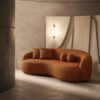 Drake - Japandi Style Curvy Boucle Sofa - Burnt Orange - Image 7