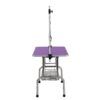 Folding Dog Pet Grooming Table Stainless Steel Frame, Rubber Mat On Board With Adjustable Arm And Clamps Pet Dog Cat Grooming Table - Purple - Image 5