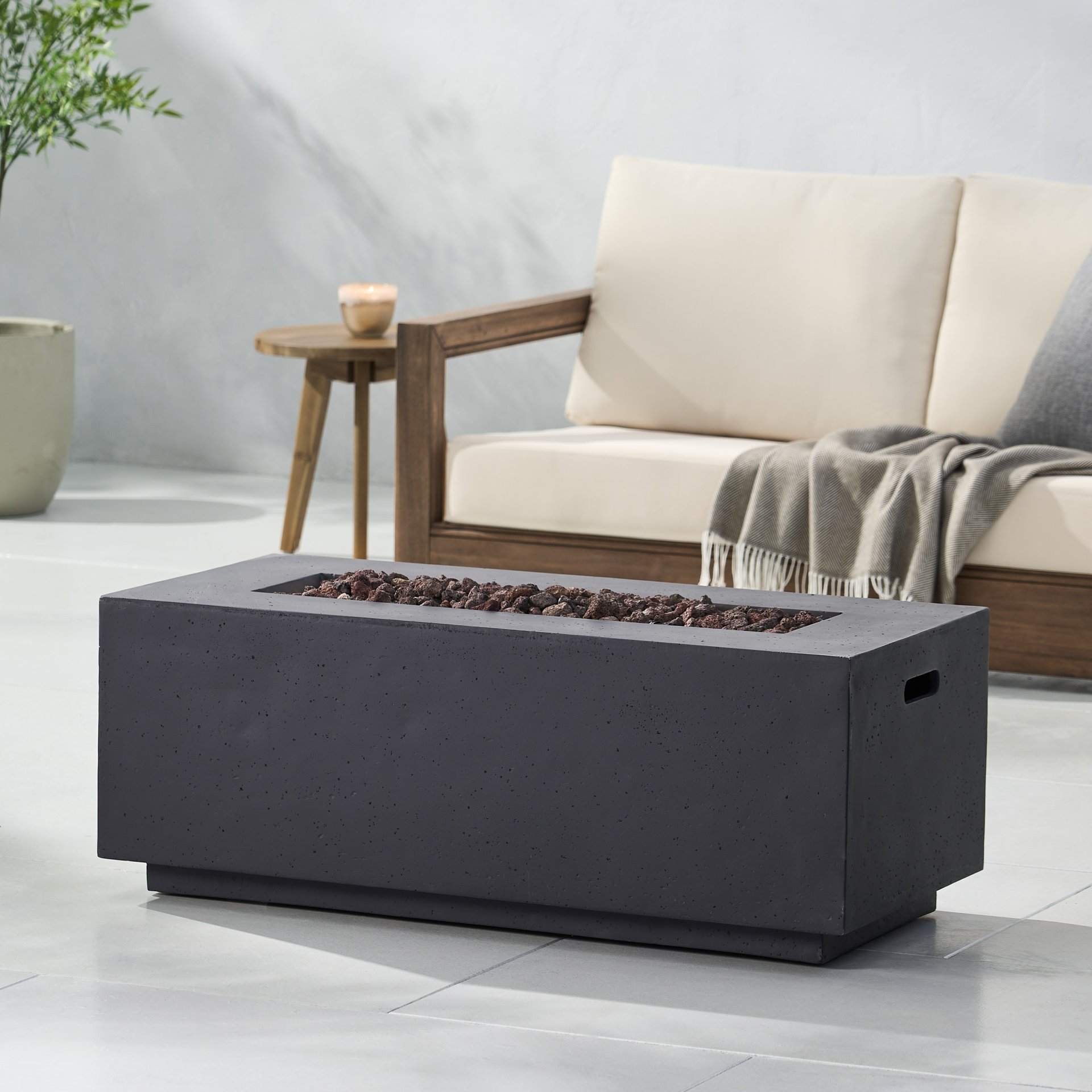 Contemporary Outdoor 40, 000 Btu Propane Fire Pit - Dark Gray - Image 4