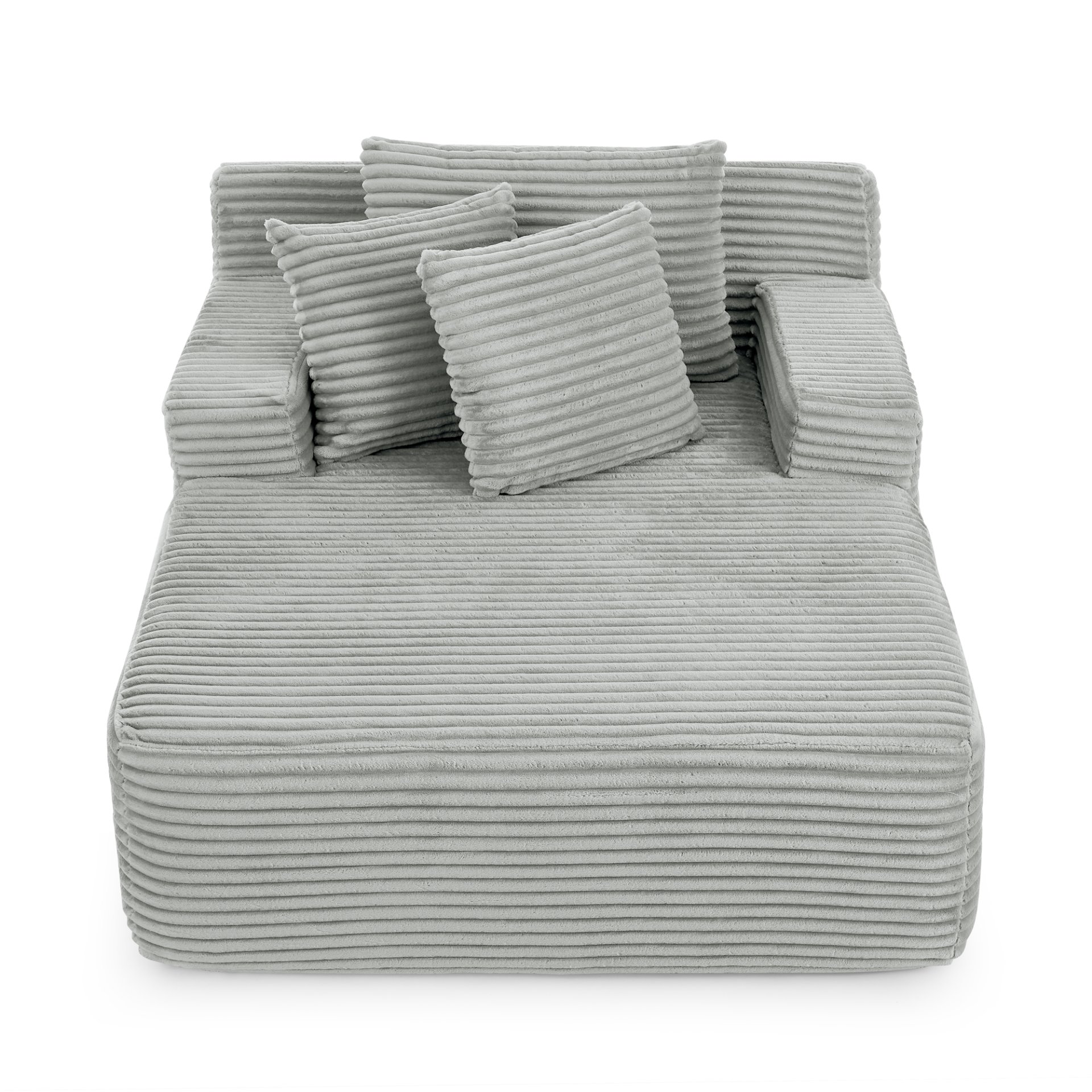 Modern Velvet Single Lazy Sofa Lounge Chair With High Density Foam - Gray - Image 9