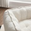 Soft Chenille Bean Bag Chair With High Resilient Foam For Living Room And Bedroom Comfortable Square Lazy Sofa With Footstool - Beige - Image 16