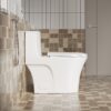 Elegant One Piece Toilet With Tornado Dual Flush, Siphonic S Trap 12", Soft Close Seat, Dual Flush, Ada Height, Glossy - Gloss White - Image 5