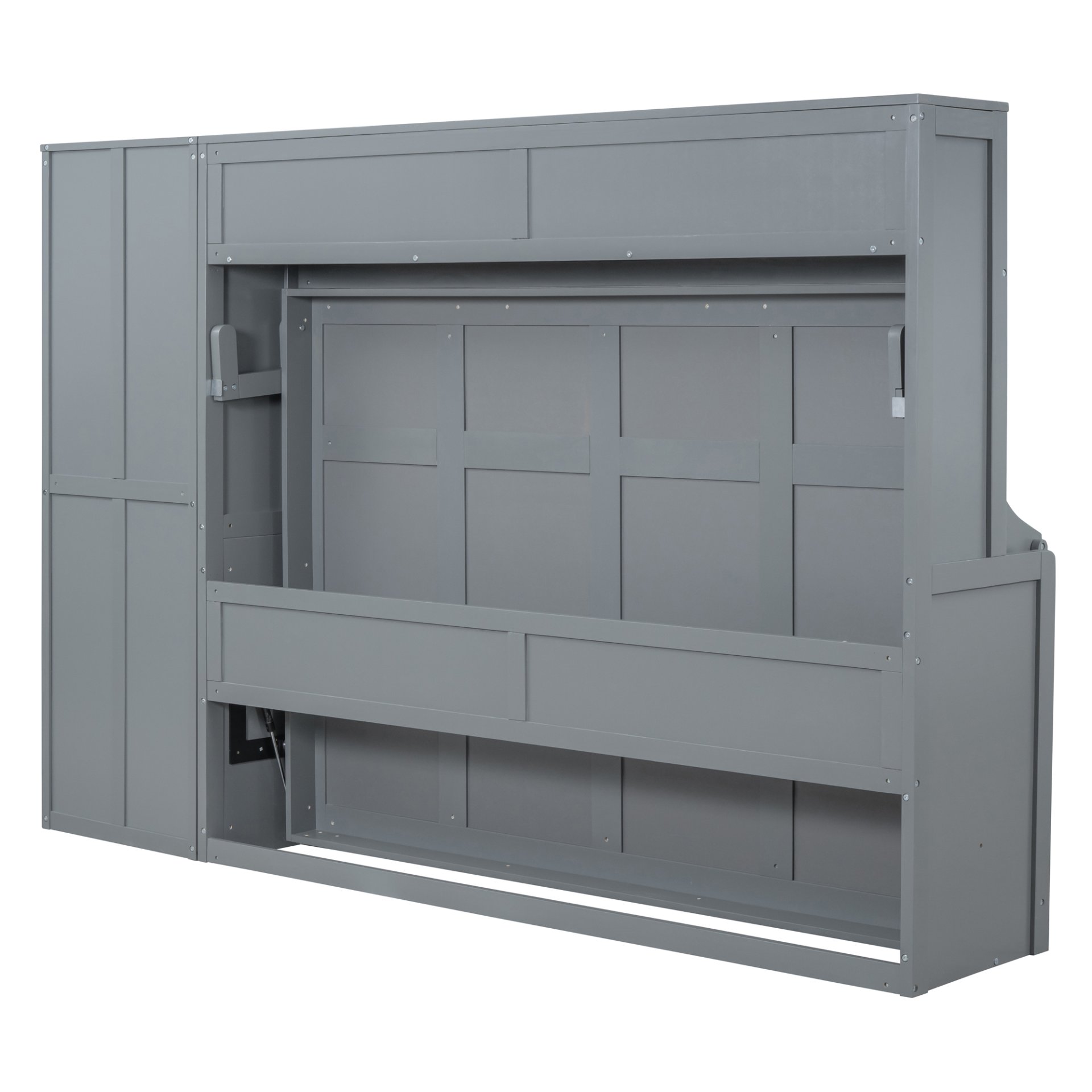 Queen Size Murphy Wall Bed With Closet And Drawers - Gray - Image 11