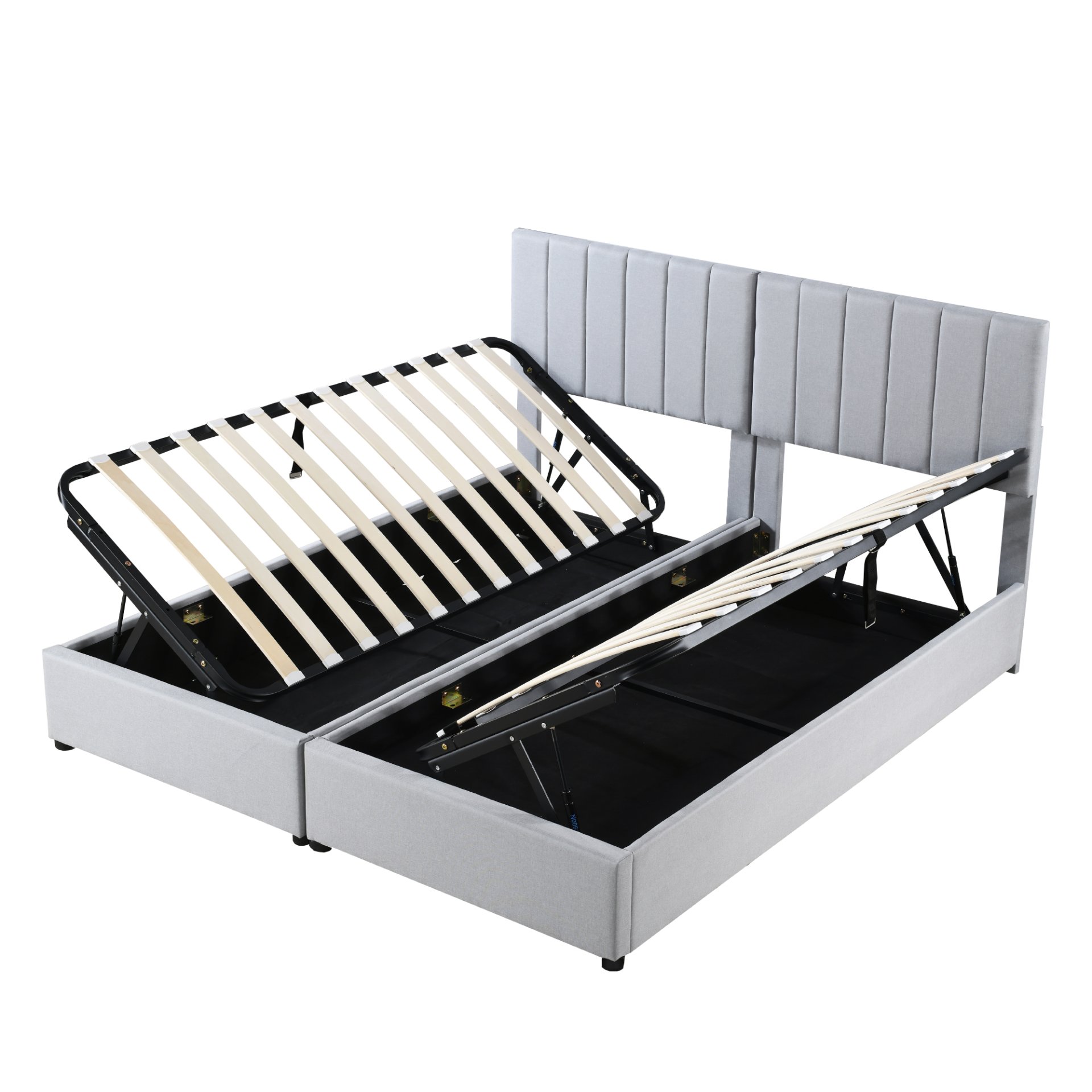 King Size Upholstered Platform Bed With A Hydraulic Storage System - Gray - Image 10