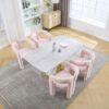 Contemporary Designed Velvet Upholstered Accent / Dining Chair With Armrests - Pink - Image 12