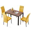 5 Piece Dining Set Including Velvet High Back Nordic Dining Chair & Creative Design Dining Table - Yellow - Image 5